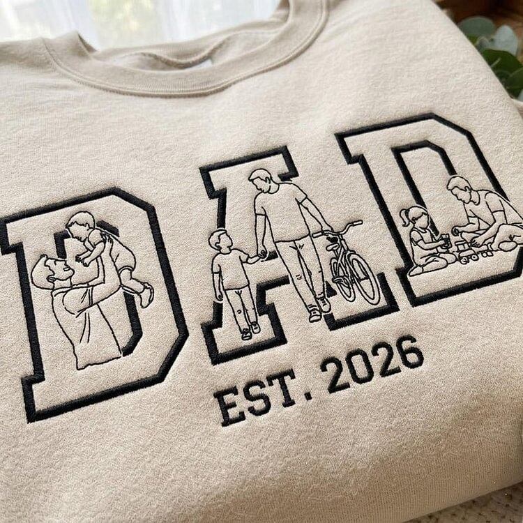 Custom Family Photo Sketch DAD Portrait Sweatshirt | Father's Day Gift