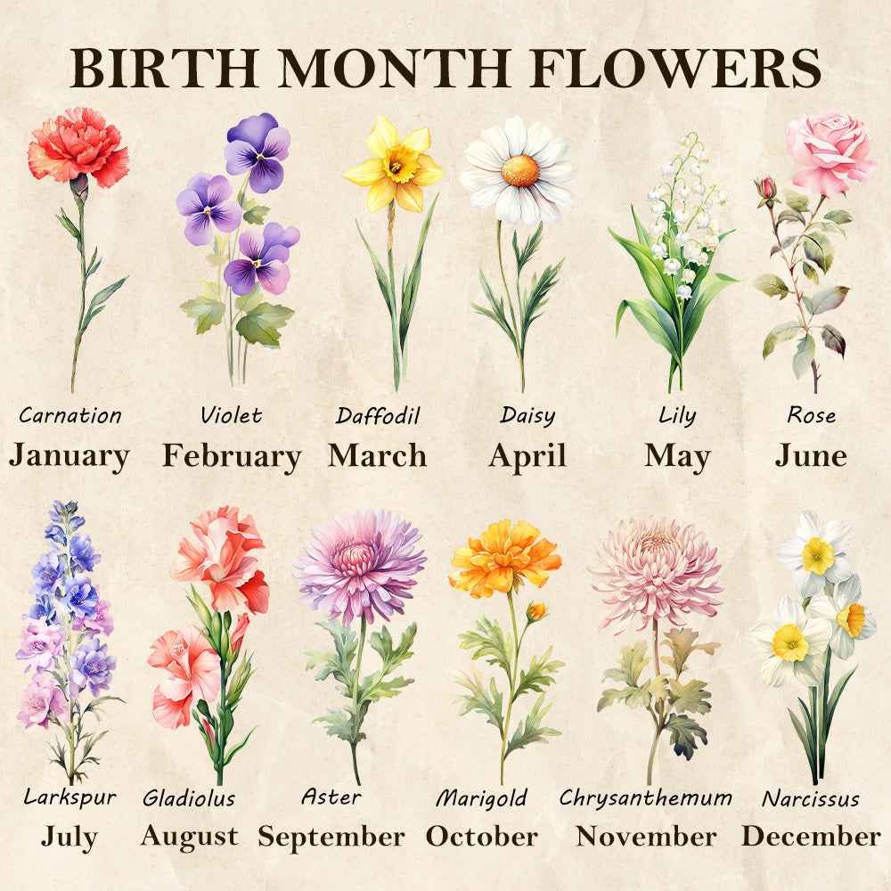 Custom Hug Birth Month Flower Bouquet with Names LED Night Light Frame | Mother's Day Gift