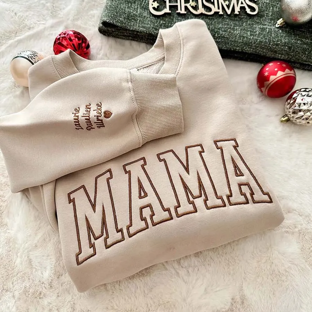 Custom Embroidered Personalized Mama Nana Gigi Mimi and Grandkids Sweatshirt | Mother's Day Christmas Gifts for Mom