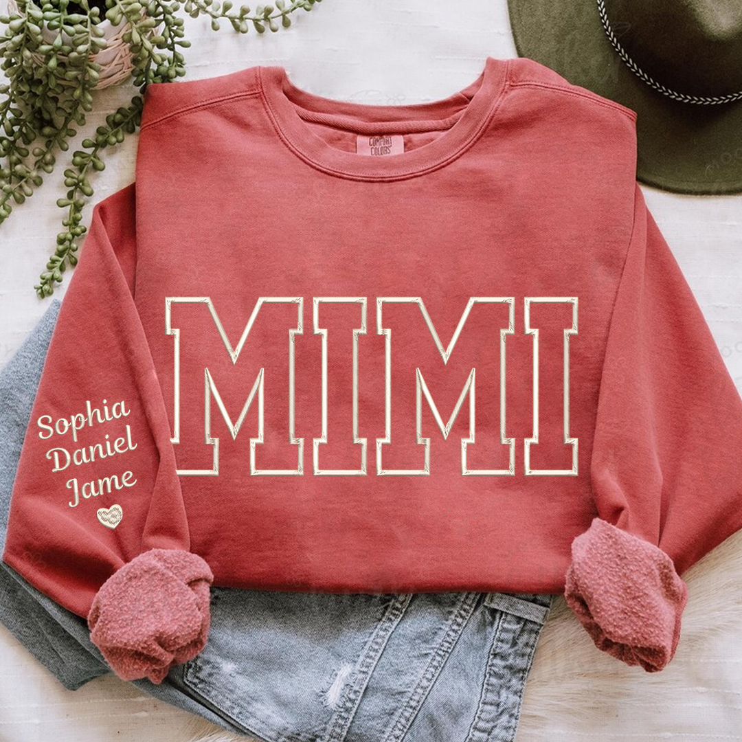 Custom Embroidered Personalized Mama Nana Gigi Mimi and Grandkids Sweatshirt | Mother's Day Christmas Gifts for Mom
