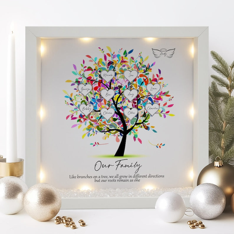 Personalized Family Tree Frame Light Frame Box | Mother's Day Gifts