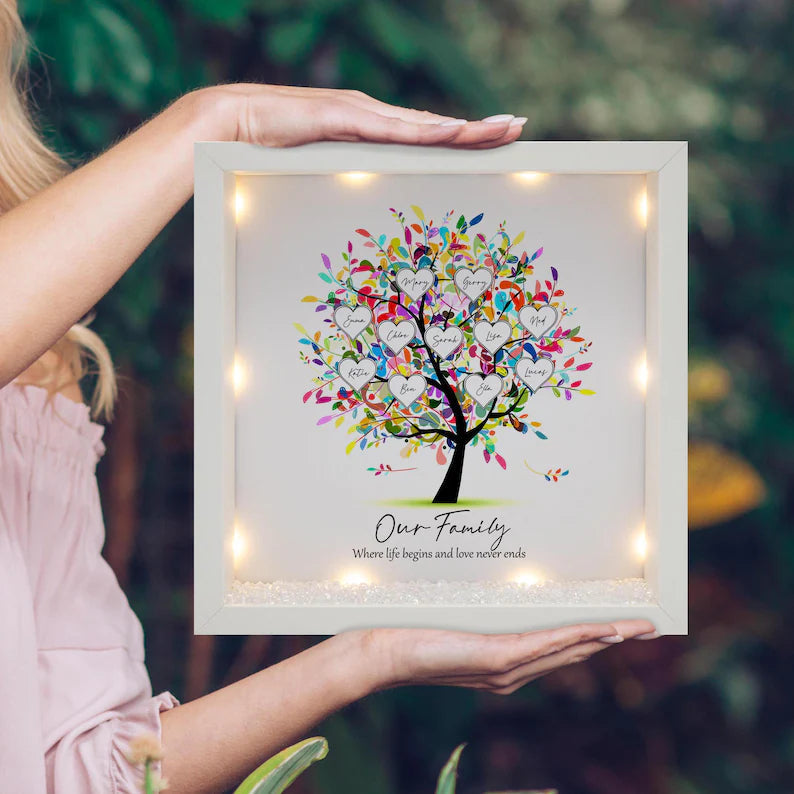 Personalized Family Tree Frame Light Frame Box | Mother's Day Gifts