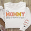 Mommy Wears Her Heart On Her Sleeve - Family Personalized Custom Embroidered Sweatshirt - Gift For Mom, Grandma