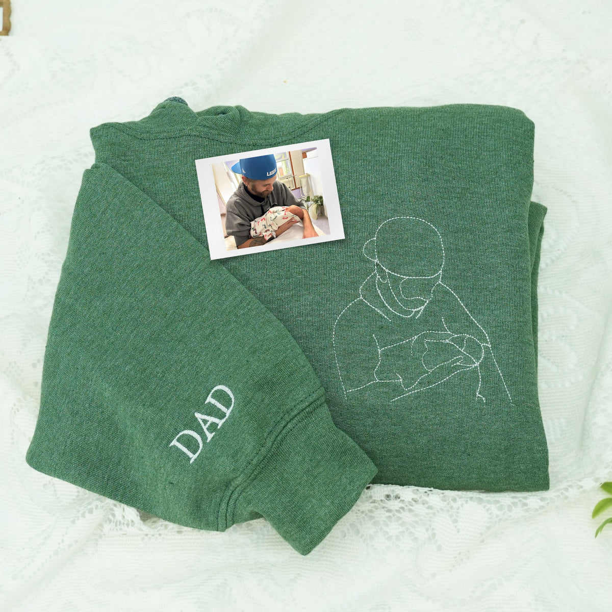 Custom Embroidered Photo Portrait Sweatshirt Gift for papà,papá,pai