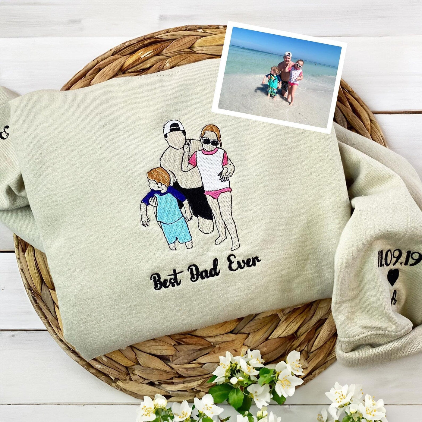 Custom Embroidered Photo Portrait Sweatshirt For papà, papá, dad