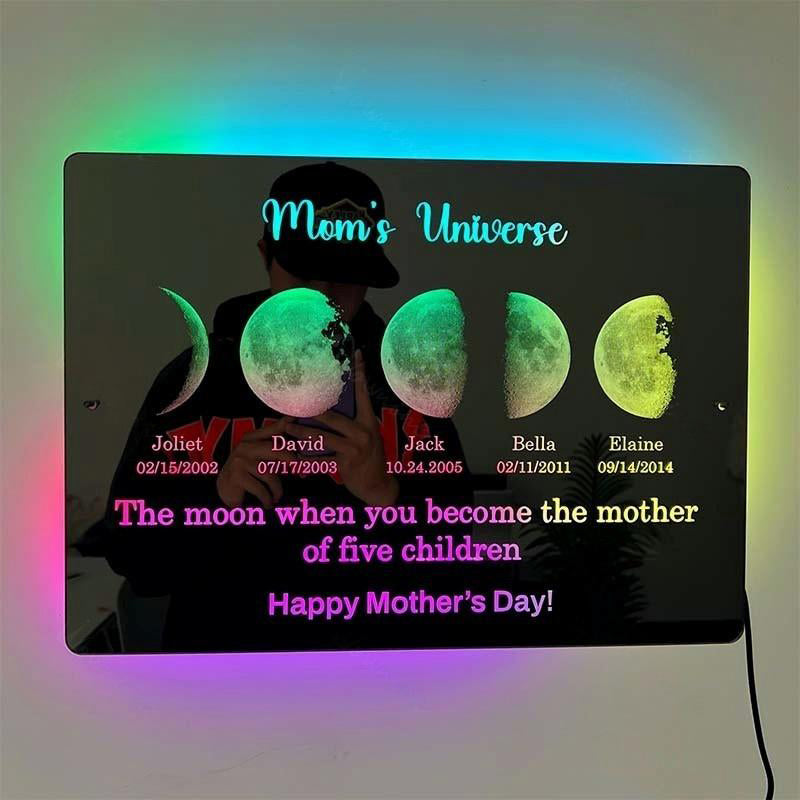 Custom Led Mirror Light Frame With Text And Date-Mum's Universe