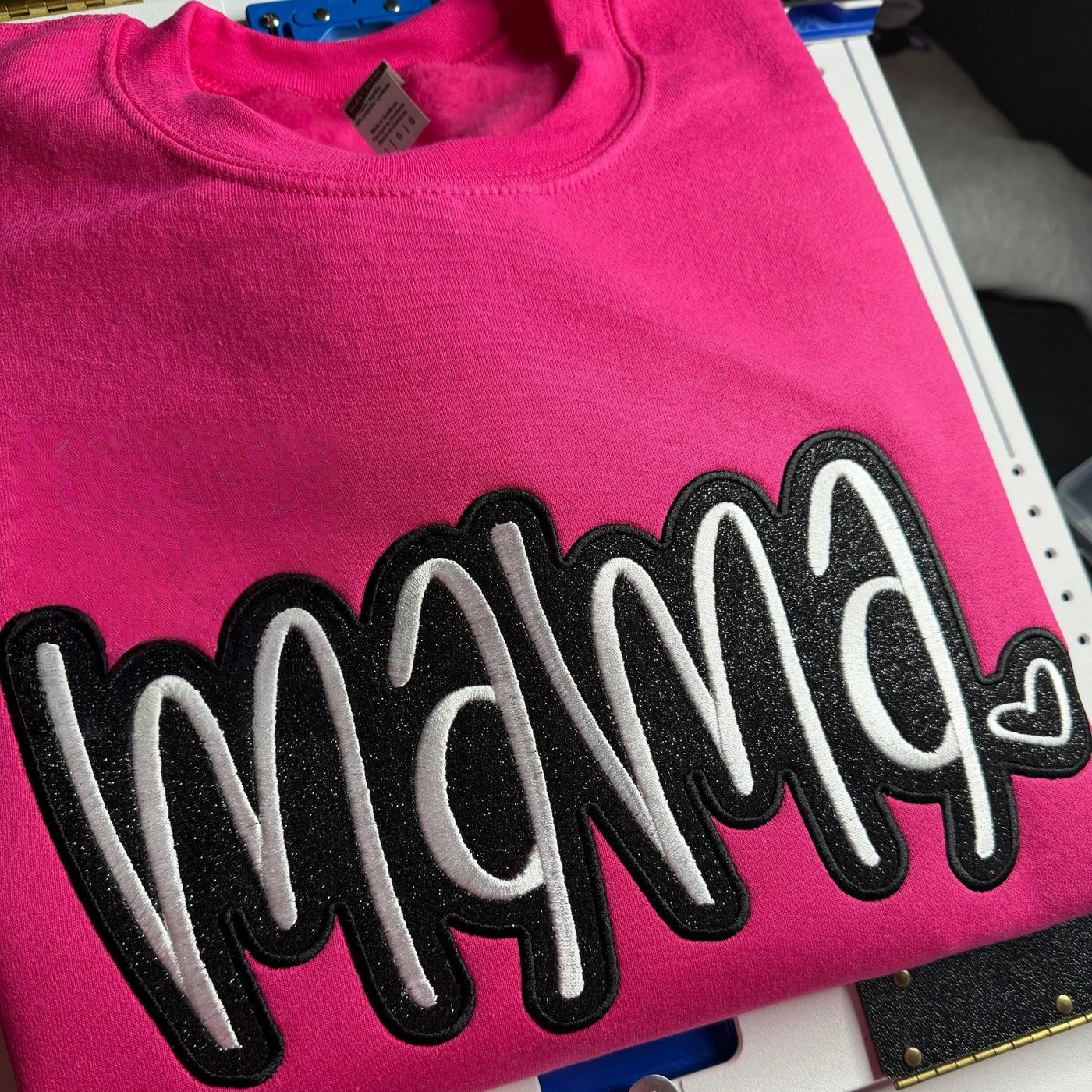 Custom Mama Glitter Applique Sweatshirt With Heart & Glitter Design | Mother's Day Gifts