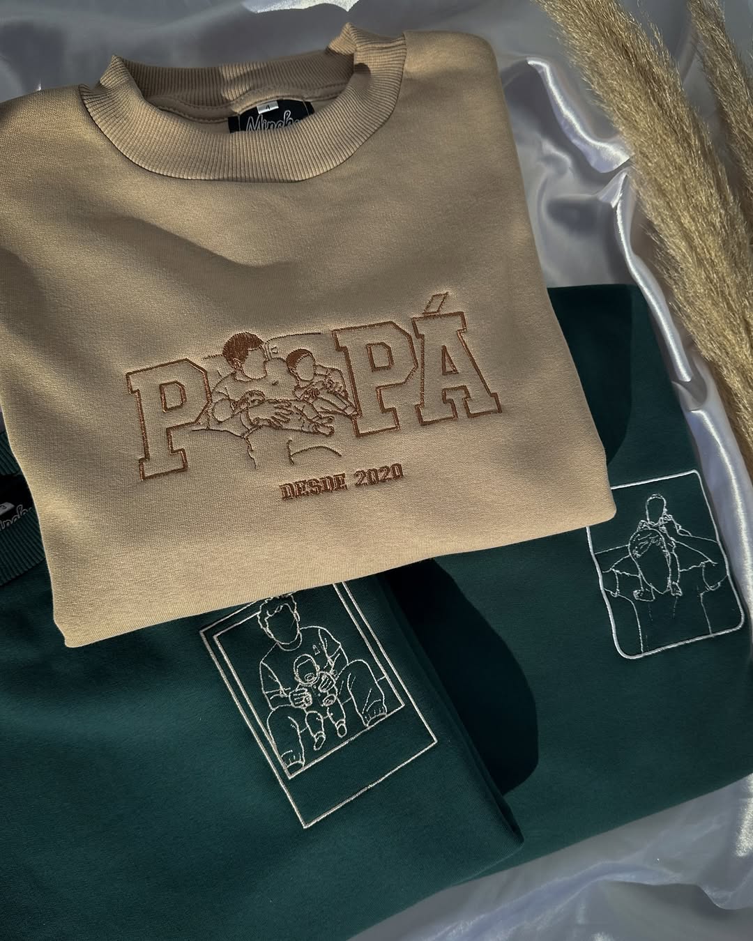 Custom Papa, Papi Portrait Sweatshirt, Personalised Embroidered Gift from Photo