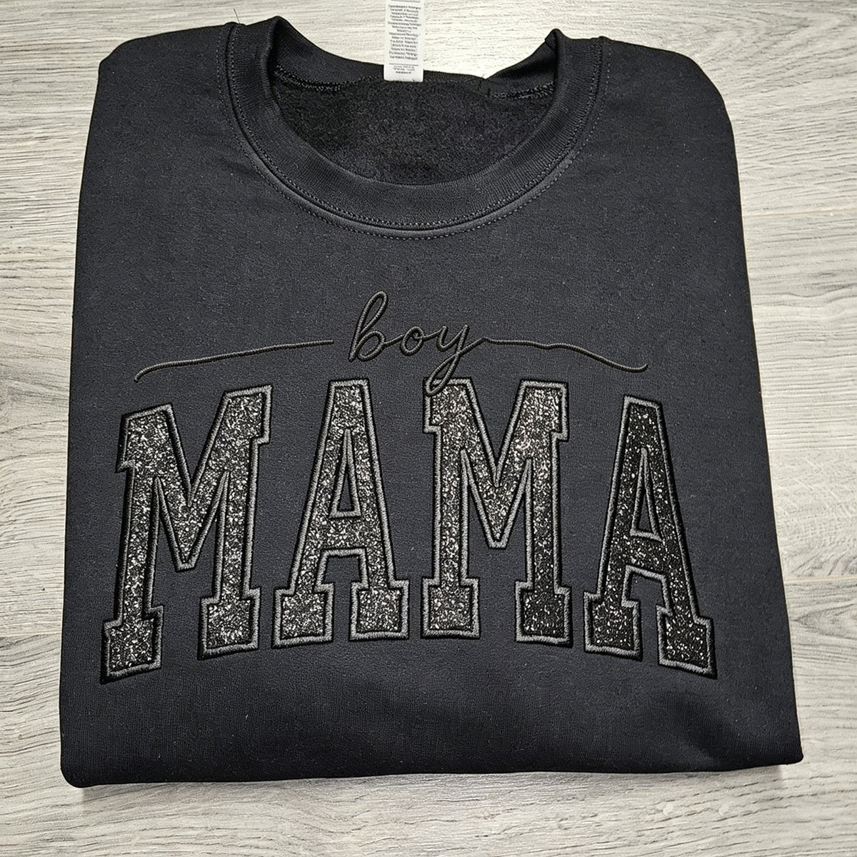 Custom Glitter Embroidered "Boy Mama" Sweatshirt | Mother's Day Gift