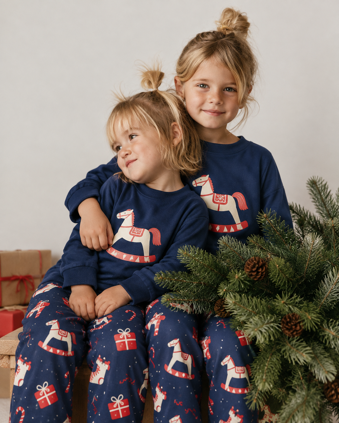 Midnight Carousel-Family Matching Christmas Cardigan Pajamas
