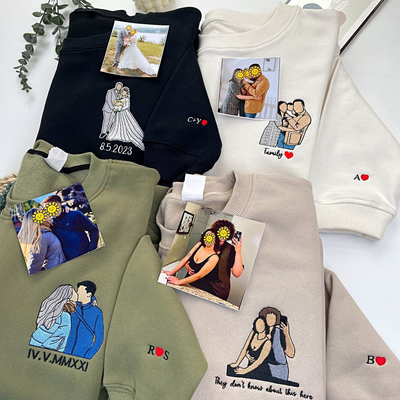 Custom Embroidered Photo Portrait Sweatshirt For papà, papá, dad