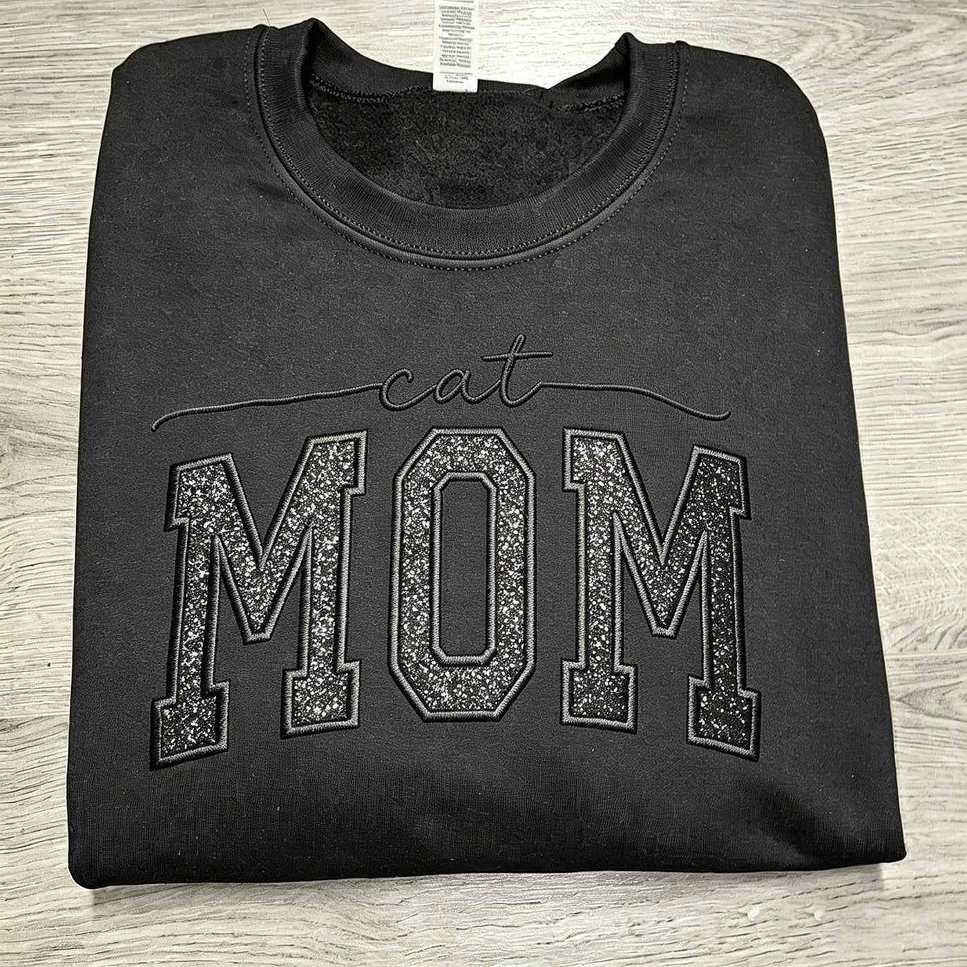 Custom Glitter Embroidered "Cat Mom" Sweatshirt | Mother's Day Gift
