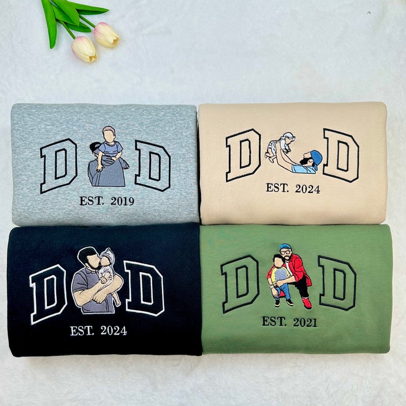 Custom Embroidered Daddy Sweatshirt with Kids Names on Sleeve