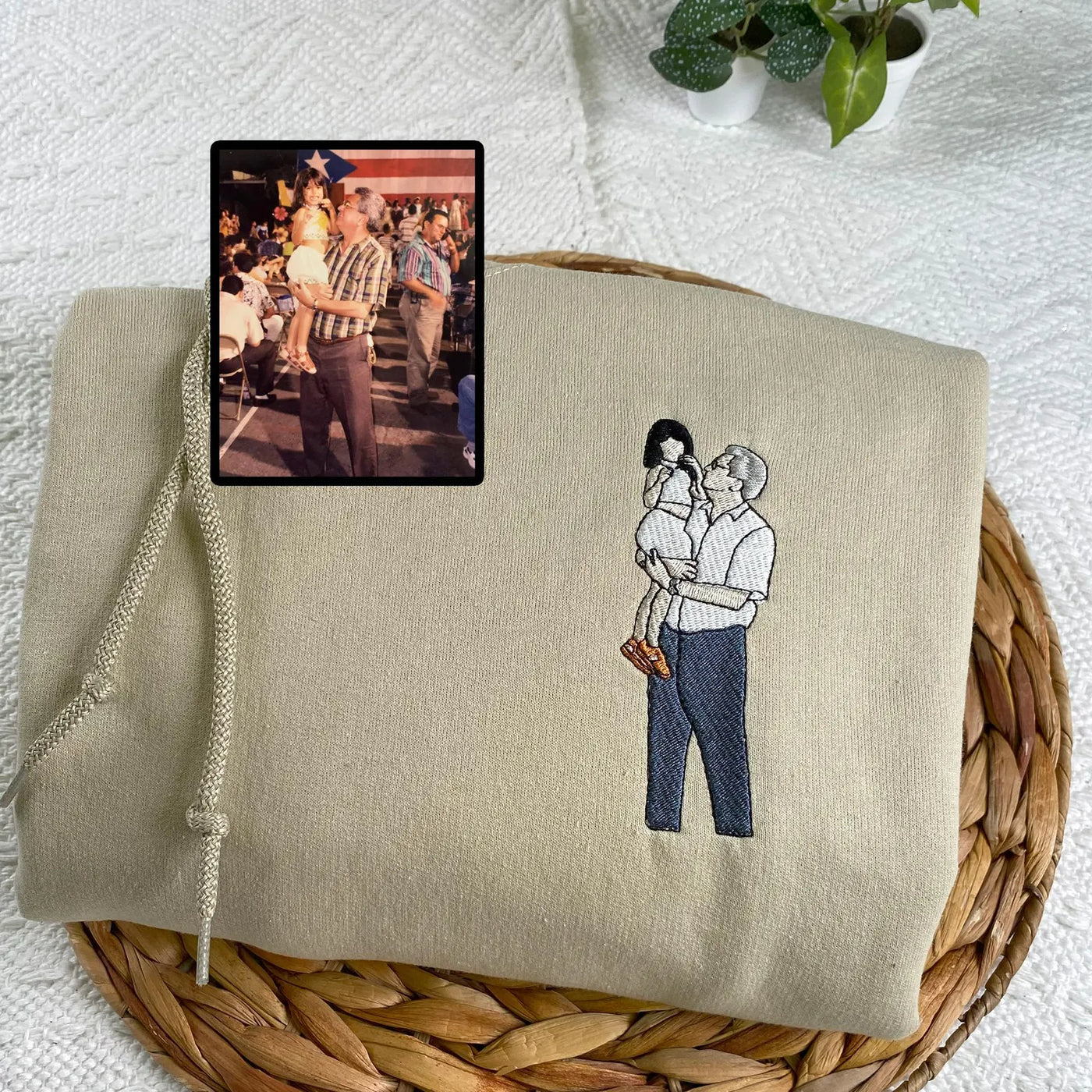 Custom Embroidered Photo Portrait Sweatshirt For papà, papá, dad