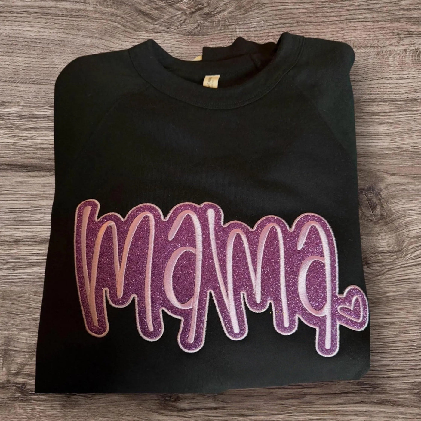 Custom Mama Glitter Applique Sweatshirt With Heart & Glitter Design | Mother's Day Gifts