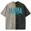 Custom Washed Patchwork MOM Embroidered T-shirt Mothers Day Gift for Mama