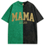 Custom Washed Patchwork MOM Embroidered T-shirt Mothers Day Gift for Mama