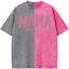 Custom Washed Patchwork MOM Embroidered T-shirt Mothers Day Gift for Mama
