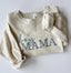Mama Embroidered Sweatshirt with Floral Chinoiserie Pattern