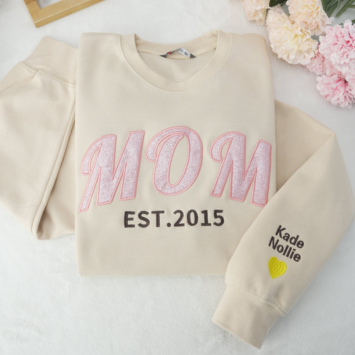 Custom Embroidered Applique Glitter MUM Sweatshirt | Gift for MAMA