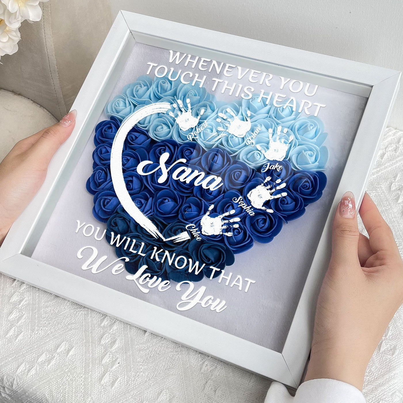 You Will Know That We Love You Personalized Flower Shadow Box with LED Light – Mother’s Day Gift for Mom