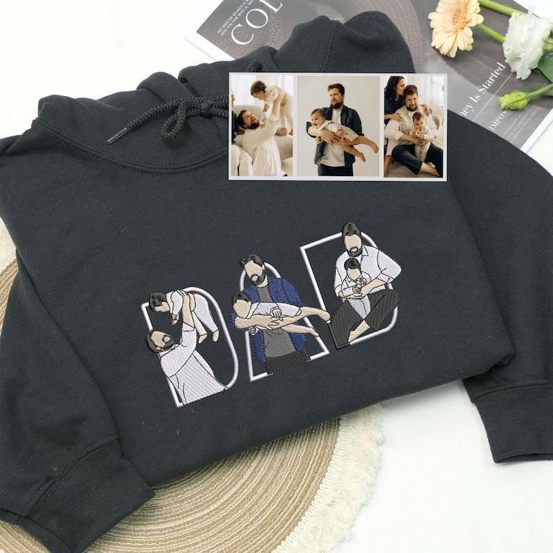 Custom Embroidered Mother & Child Photo Portrait Sweatshirt | Mother's Day Gifts