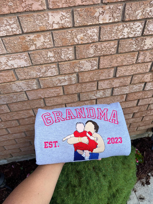 Custom Grandma Embroidered Sweatshirt – Personalized Grandma Gift, Holiday Gift Idea