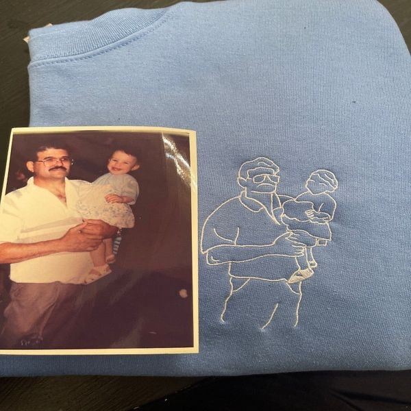 Custom Embroidered Photo Portrait Sweatshirt Gift for papà,papá,pai