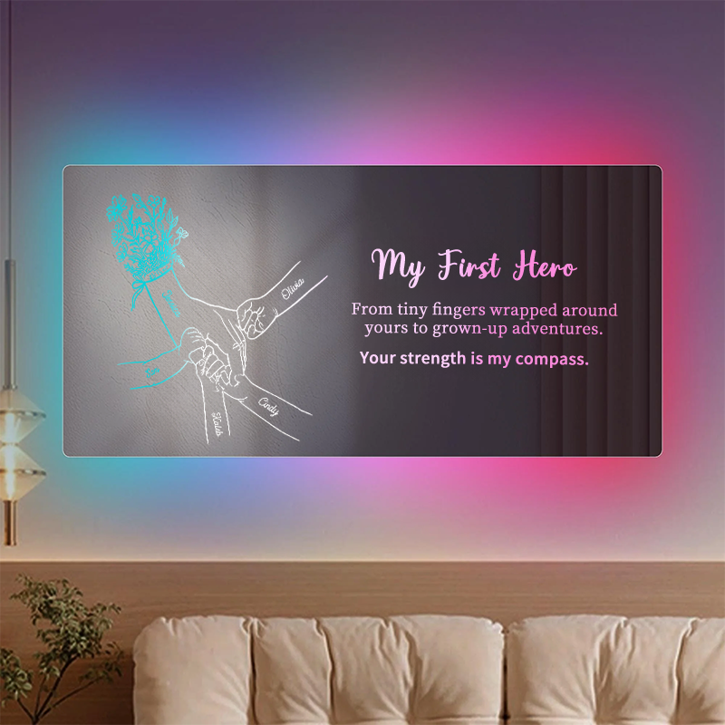 Hand in Hand Personalized Mom and Kids Personalized Mirror Light - Creative Mother's Day Gift