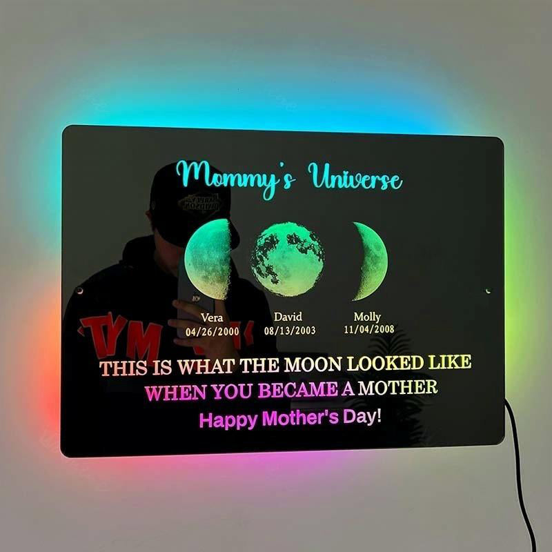 Custom Led Mirror Light Frame With Text And Date-Mum's Universe