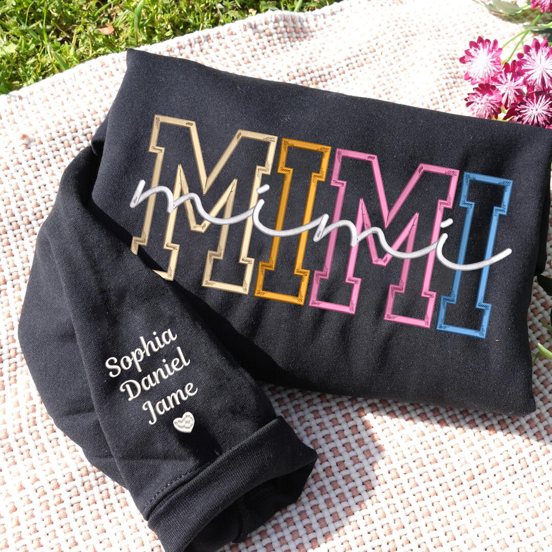 Custom Color Embroidered Nana Sweatshirt and Grandkids | Mother's Day Christmas Gifts for Mom