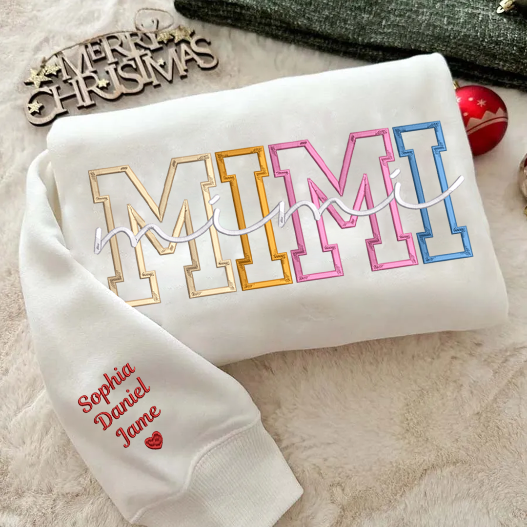Custom Color Embroidered Nana Sweatshirt and Grandkids | Mother's Day Christmas Gifts for Mom