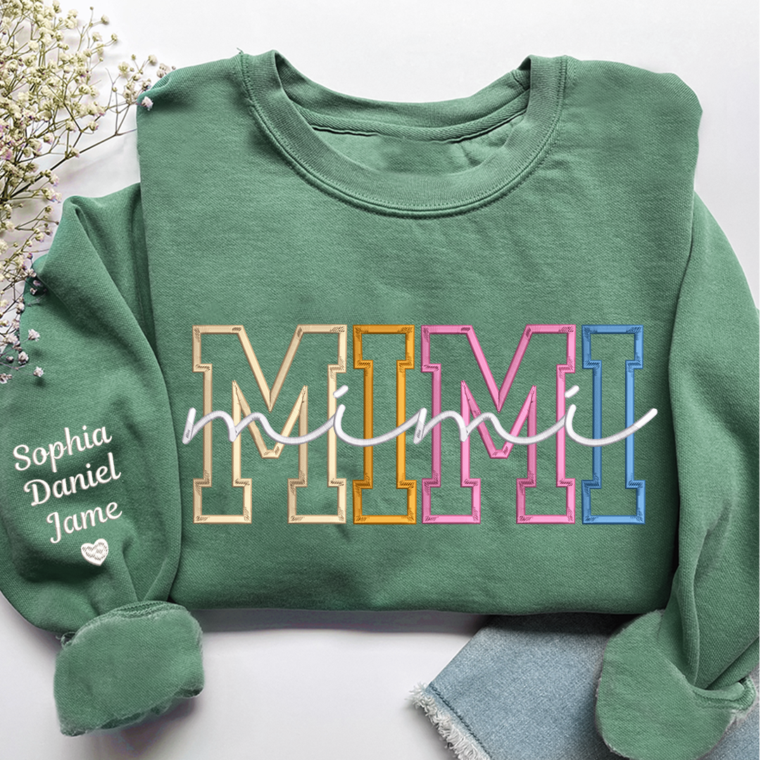 Custom Color Embroidered Nana Sweatshirt and Grandkids | Mother's Day Christmas Gifts for Mom