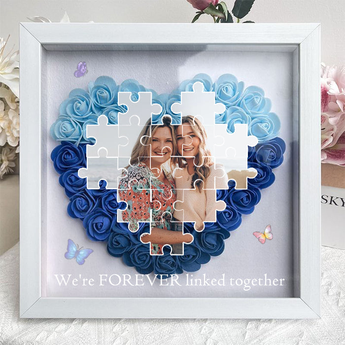 Personalized The Day You Became My Mother Puzzle Photo Flower Shadow Box | Mother’s Day gift