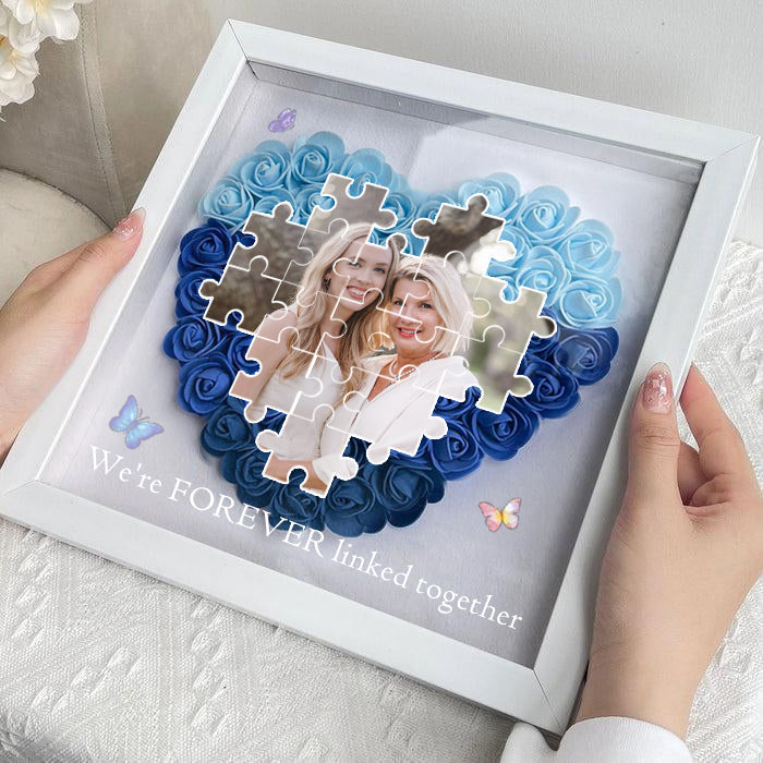 Personalized The Day You Became My Mother Puzzle Photo Flower Shadow Box | Mother’s Day gift