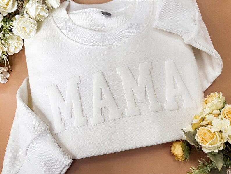 Custom 3D Puff Mama Sweatshirt - Gift for Mom