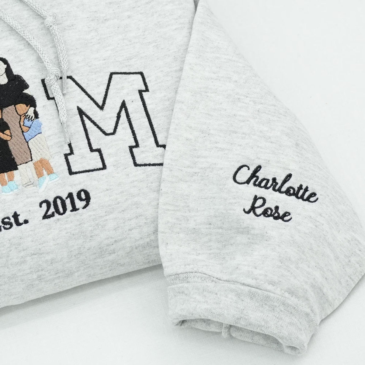 Custom Embroidered Photo Mom and Kids Family Portrait Sweatshirt |  Mother's Day Gifts
