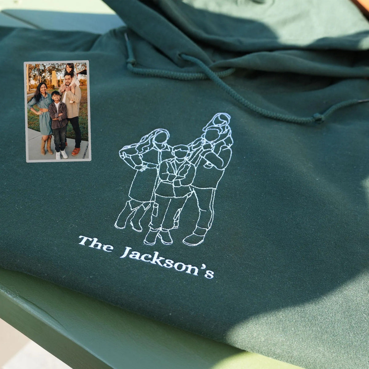 Custom Parent-Child Photo Outline Embroidered Sweatshirt - Surprise Mother's Day gift
