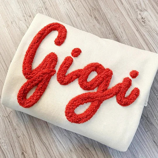 Custom Gigi Honey Name Chenille Yarn Embroidered Sweatshirt