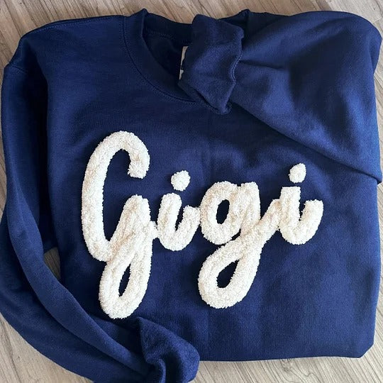 Custom Gigi Honey Name Chenille Yarn Embroidered Sweatshirt