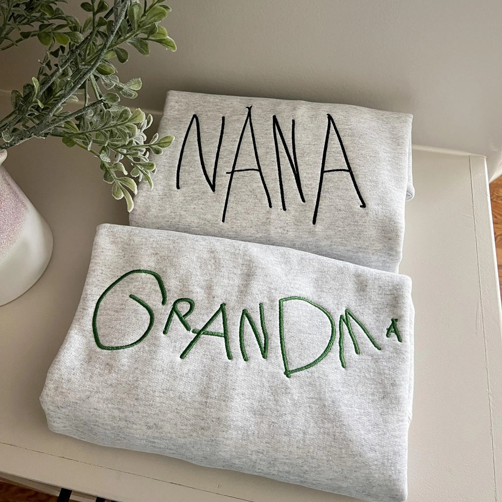 Custom Handwritten Message Embroidered Sweatshirt | Personalized Gifts for mama,mom,nana,mimi,grandma