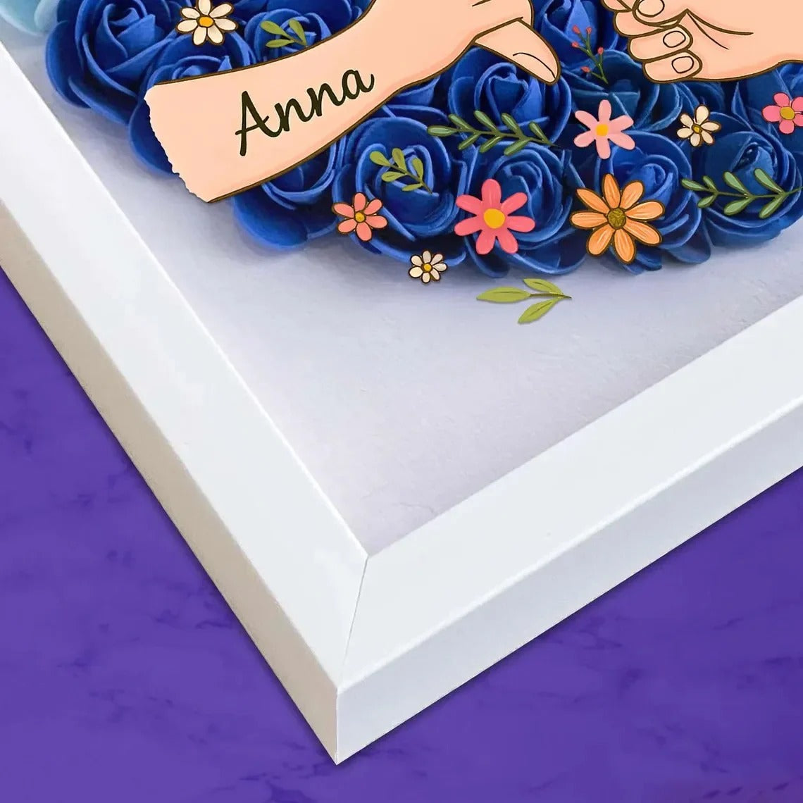 Personalized Shadow Box for Mom & Grandma Flower Shadow Box with Kids' Names | Mother's Day Gifts