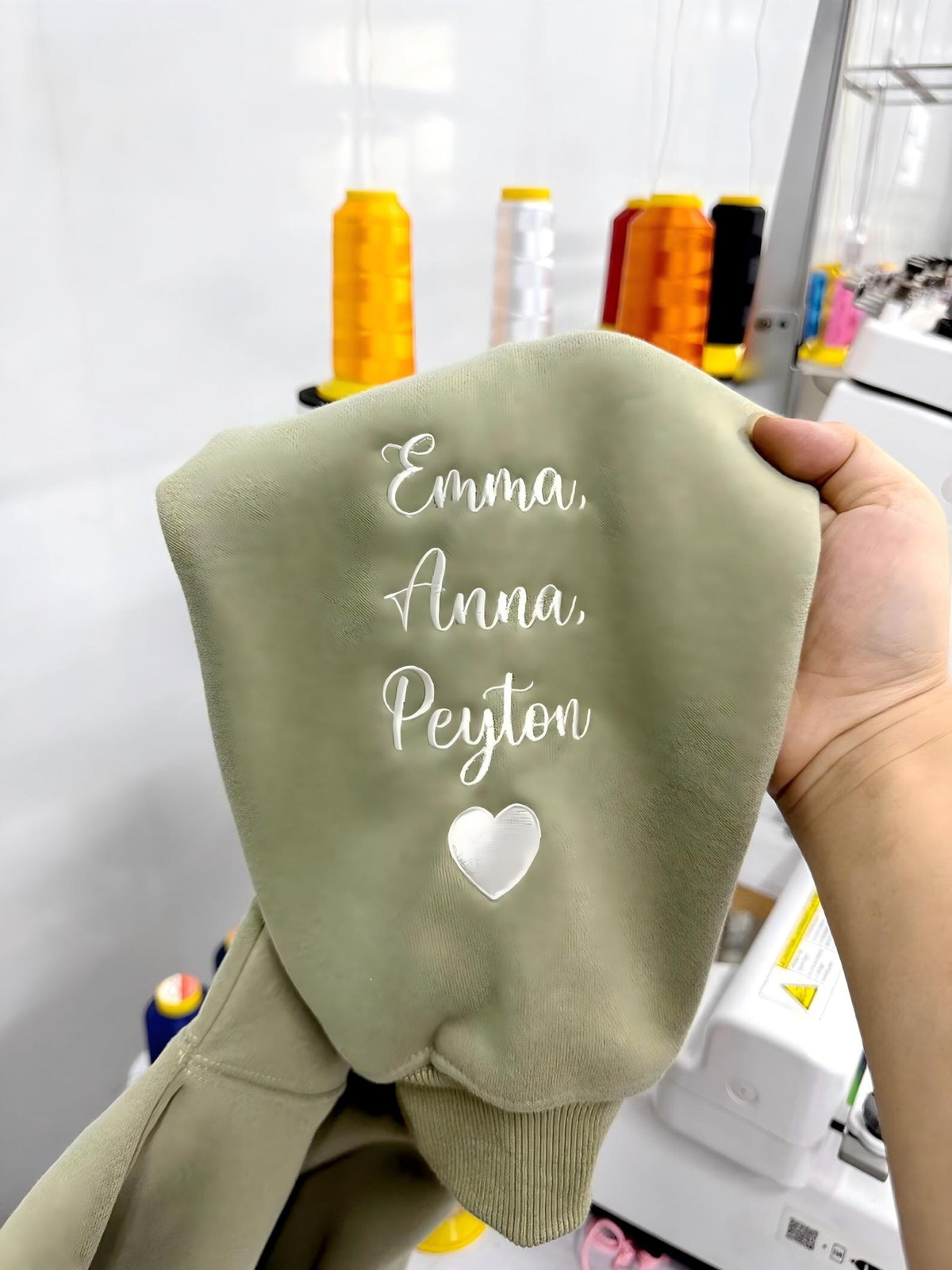Custom Embroidered Mama Portrait Sweatshirt with Kid Name on Sleeve | Mother's Day Gifts