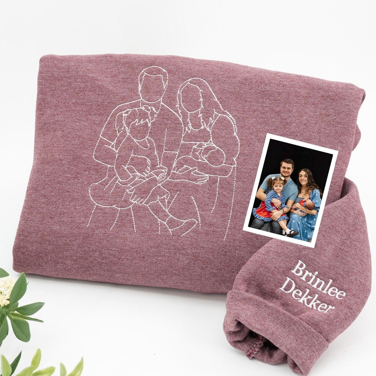 Custom Parent-Child Photo Outline Embroidered Sweatshirt - Surprise Mother's Day gift