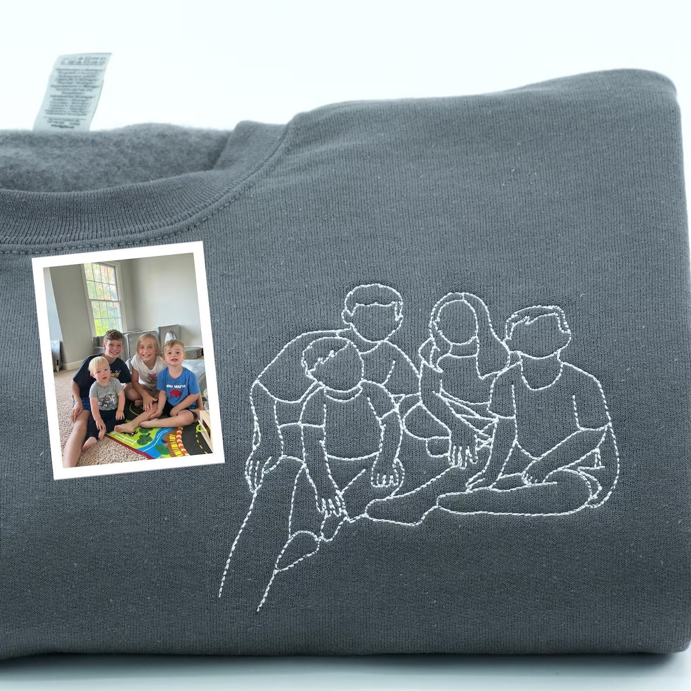 Custom Parent-Child Photo Outline Embroidered Sweatshirt - Surprise Mother's Day gift