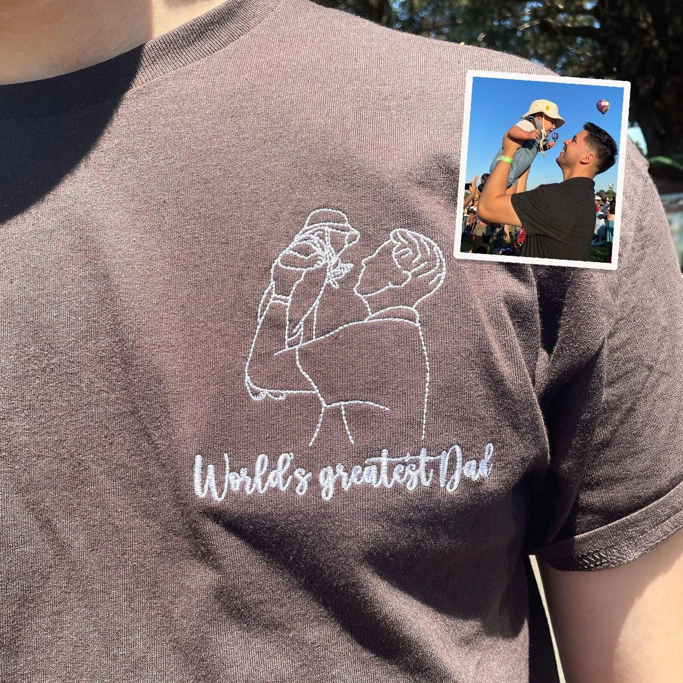 Custom Parent-Child Photo Outline Embroidered Sweatshirt - Surprise Mother's Day gift