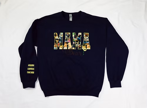 Custom Photo Embroidered Sweatshirt Hoodie T-shirt, MAMA/MOM/DAD Sweatshirt