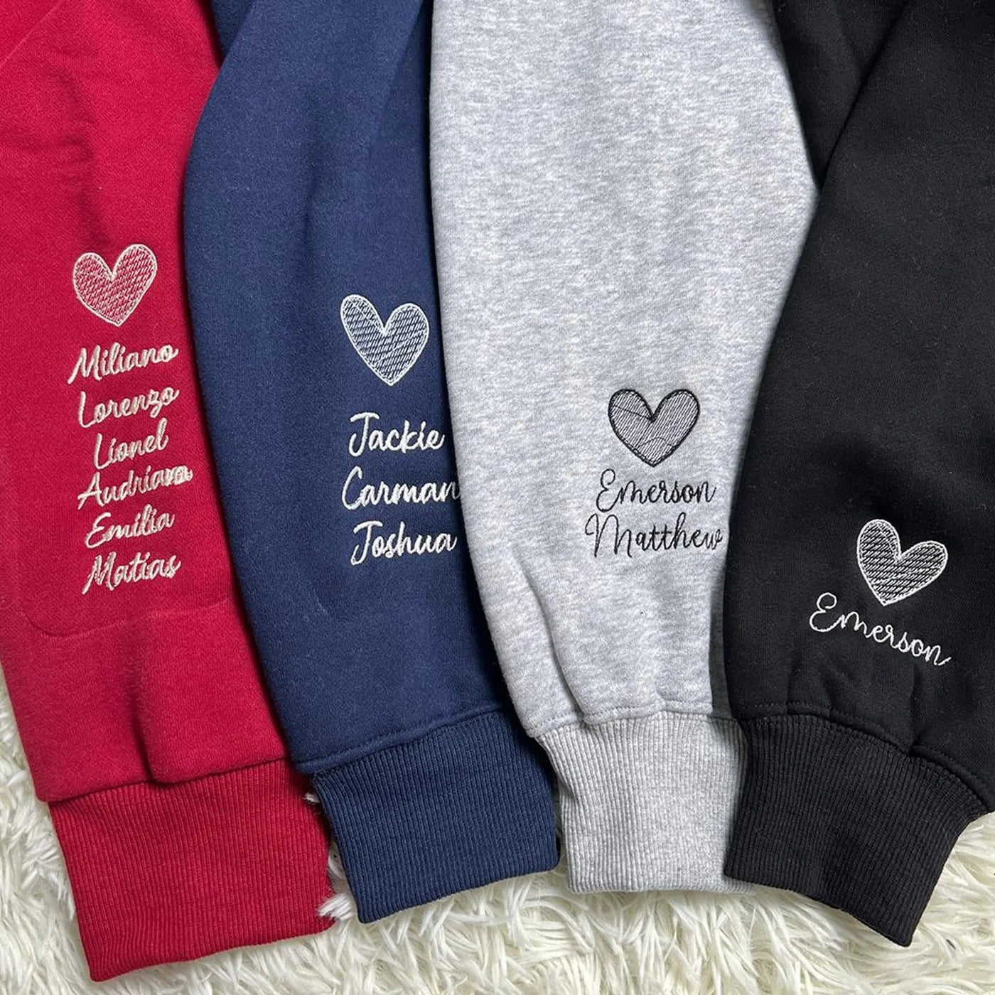 Custom Embroidered From Mom to Grandma Sweatshirt with Kids Names on Sleeves