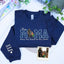Custom This Mama Wears Her Heart On Her Sleeve Photo Embroidered Sweatshirt, Mother's Day Gift