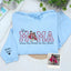Custom This Mama Wears Her Heart On Her Sleeve Photo Embroidered Sweatshirt, Mother's Day Gift